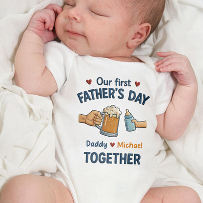 Our First Father's Day, Daddy & Michael Together, Beer Mug and Baby Bottle