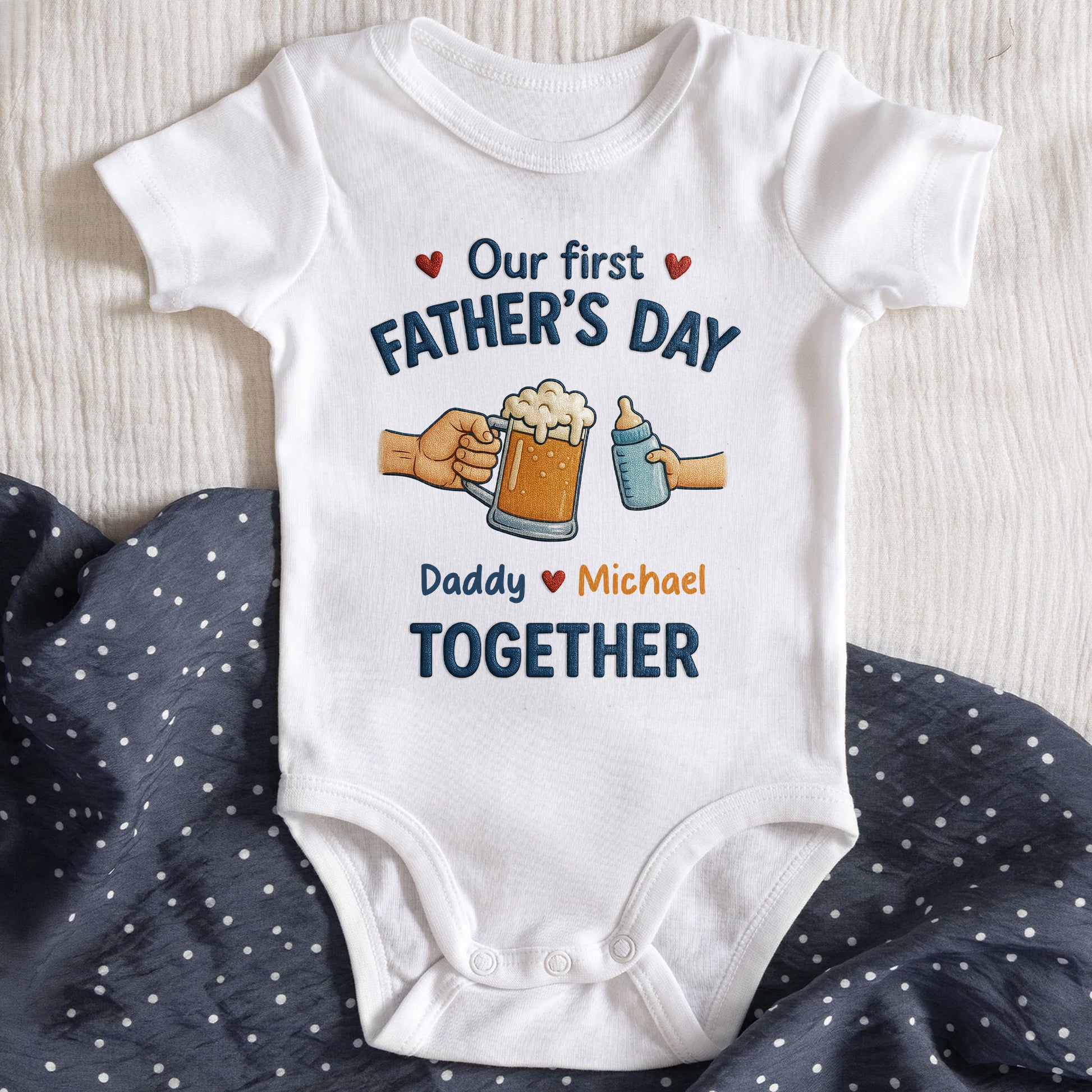 Our First Father's Day, Daddy & Michael Together, Beer Mug and Baby Bottle