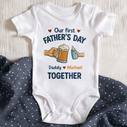 Our First Father's Day, Daddy & Michael Together, Beer Mug and Baby Bottle