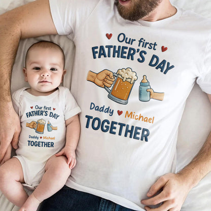 Our First Father's Day, Daddy & Michael Together, Beer Mug and Baby Bottle