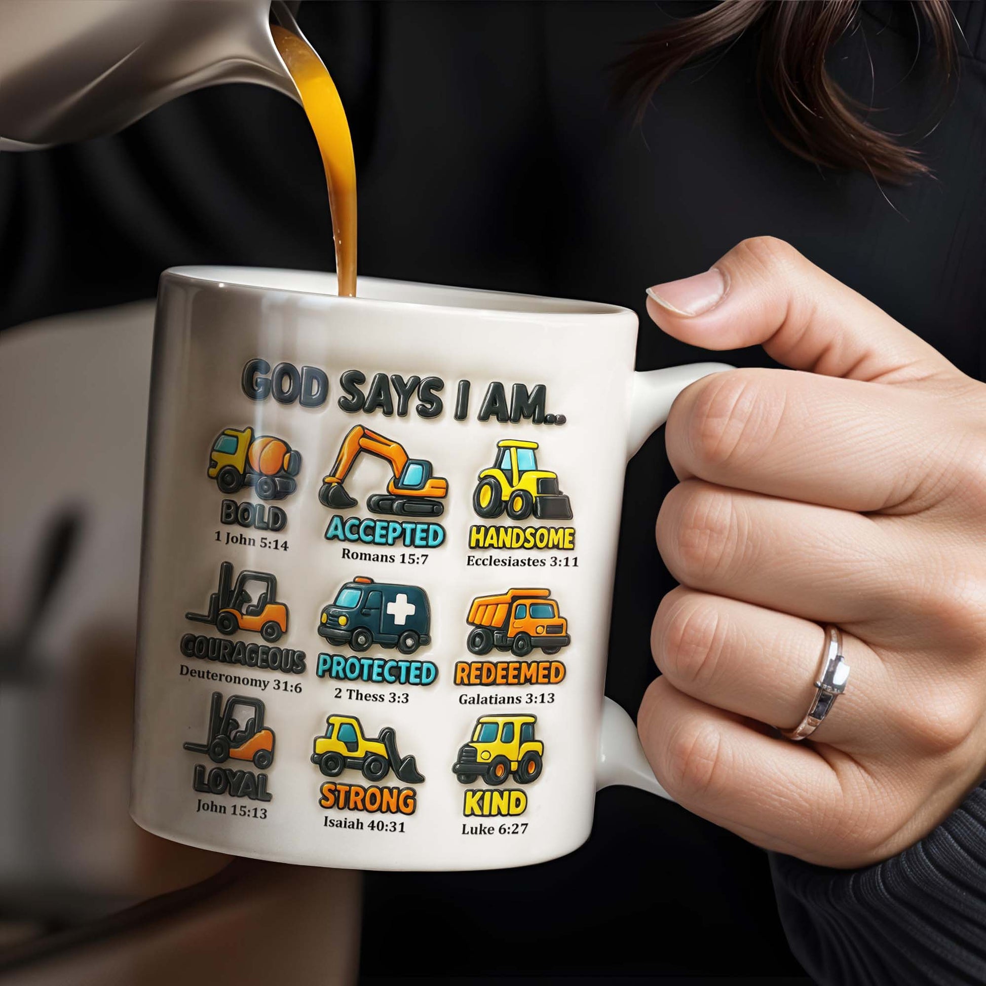 God Says I Am Bold, Accepted, Handsome, Strong, Kind, Construction Vehicles