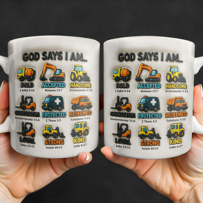God Says I Am Bold, Accepted, Handsome, Strong, Kind, Construction Vehicles
