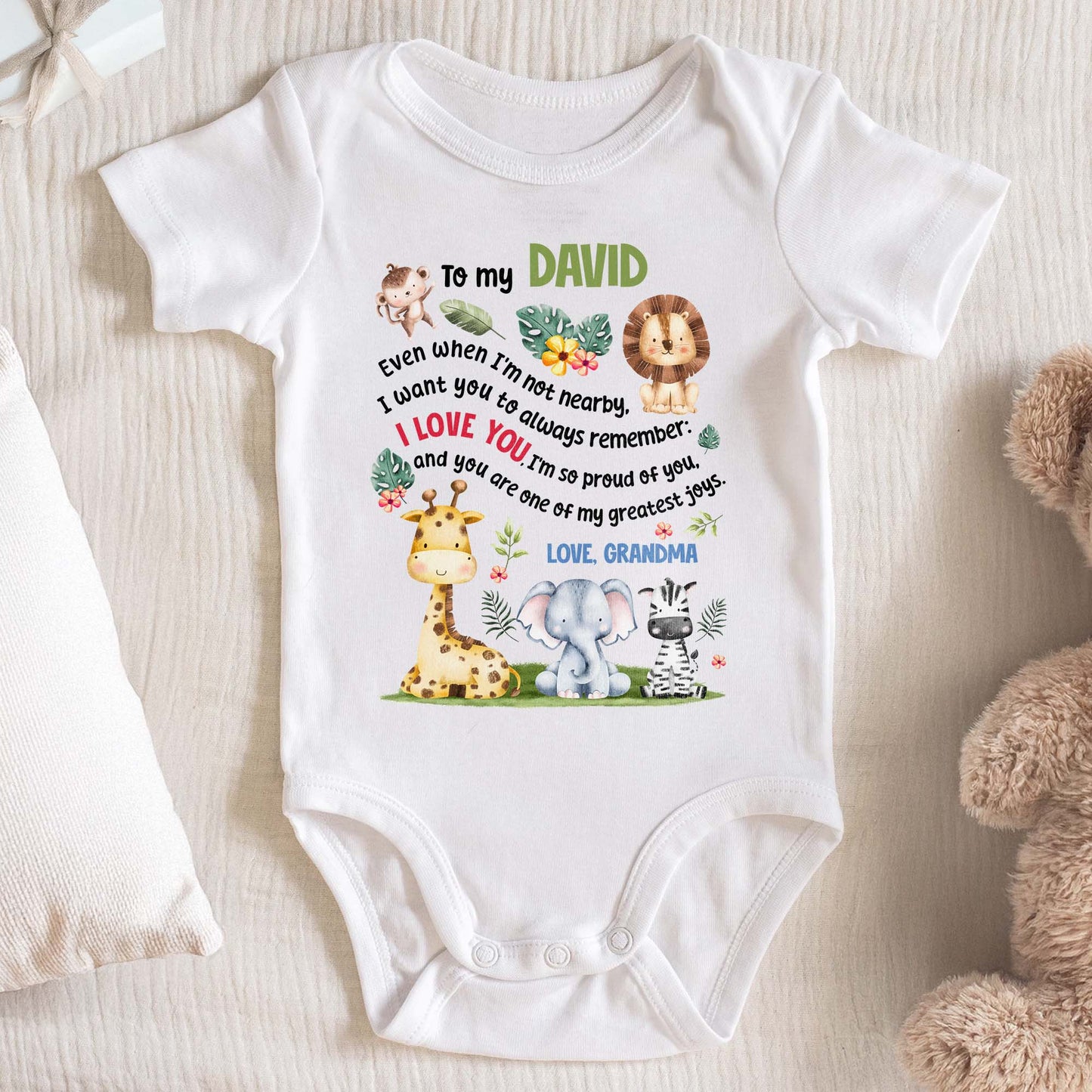 To My [Name], Even when I'm not nearby, I want you to always remember: Jungle Animals and Flowers