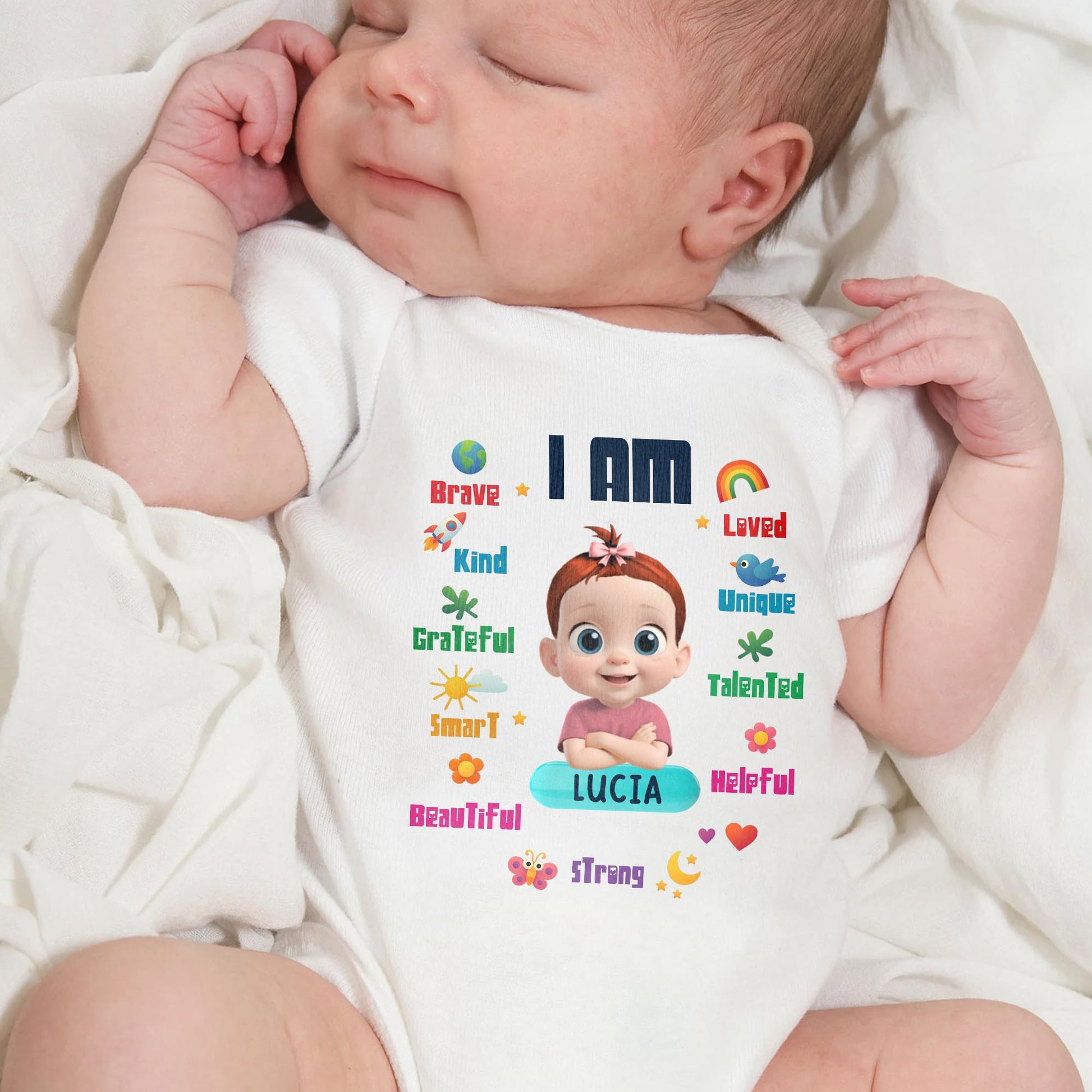 I Am Brave, Kind, Loved, Custom Baby Onesie With Positive Affirmations