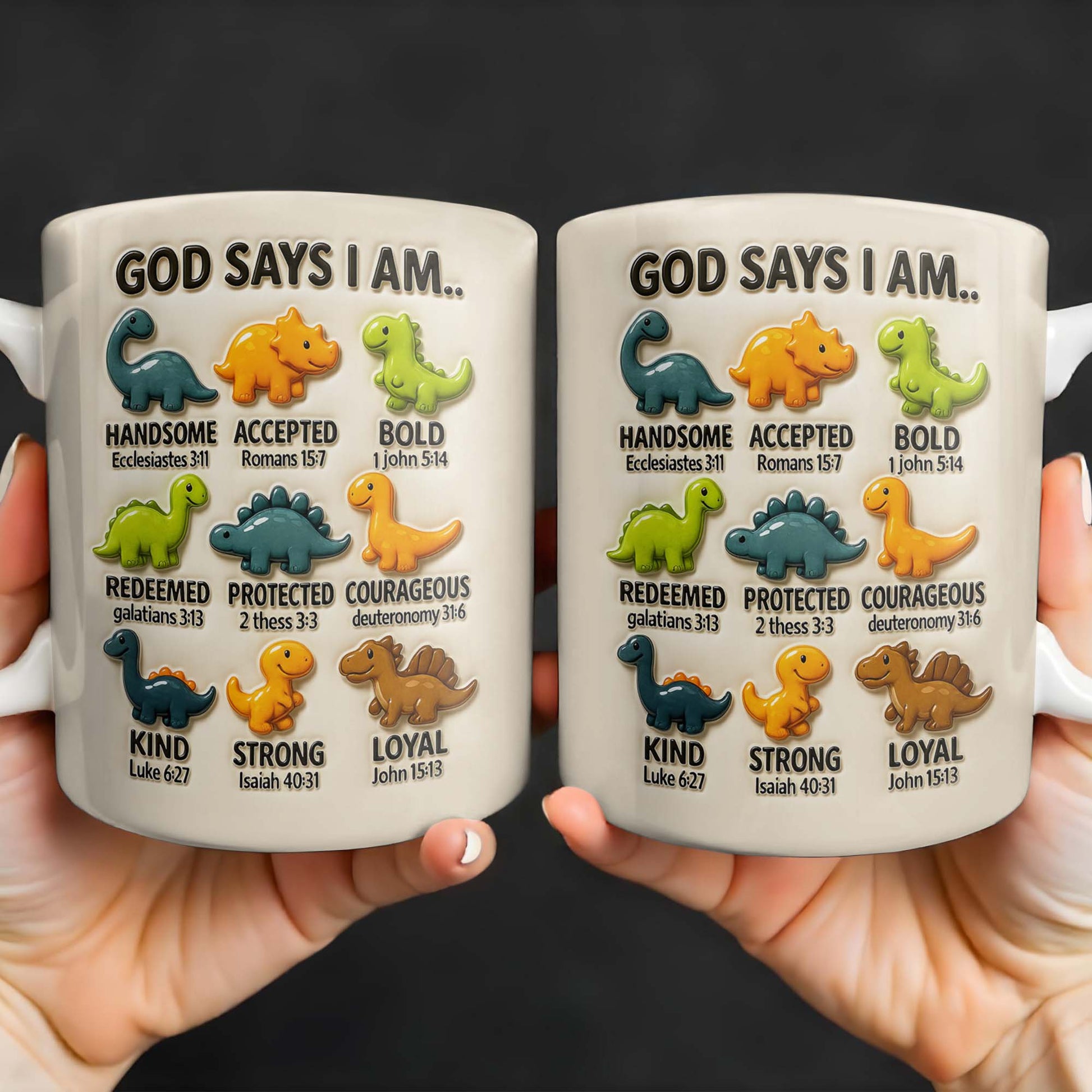 God Says I Am Handsome, Accepted, Bold, Dinosaurs and Bible Verses