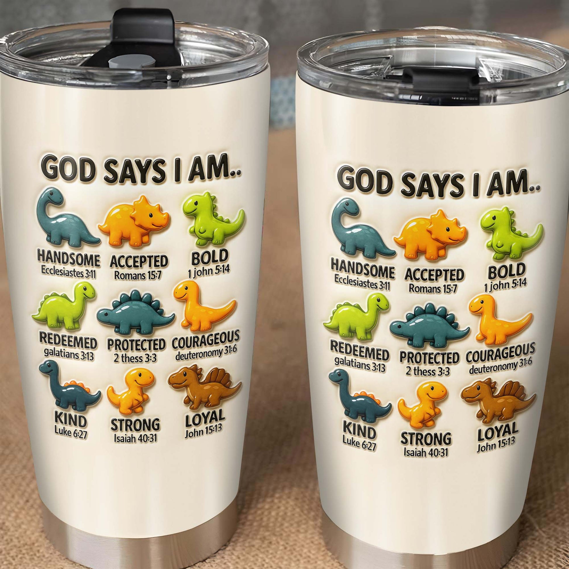 God Says I Am Handsome, Accepted, Bold, Dinosaurs and Bible Verses
