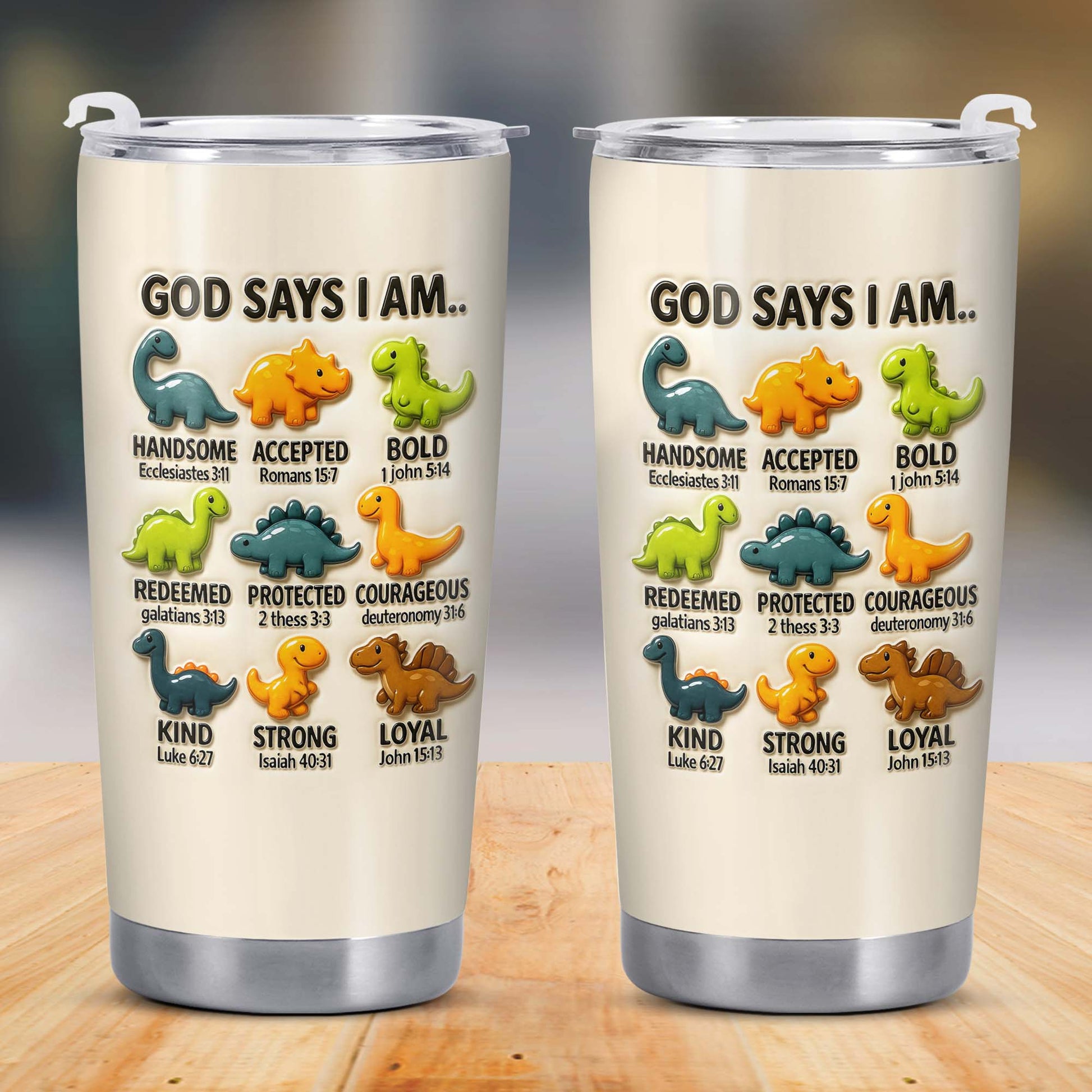 God Says I Am Handsome, Accepted, Bold, Dinosaurs and Bible Verses