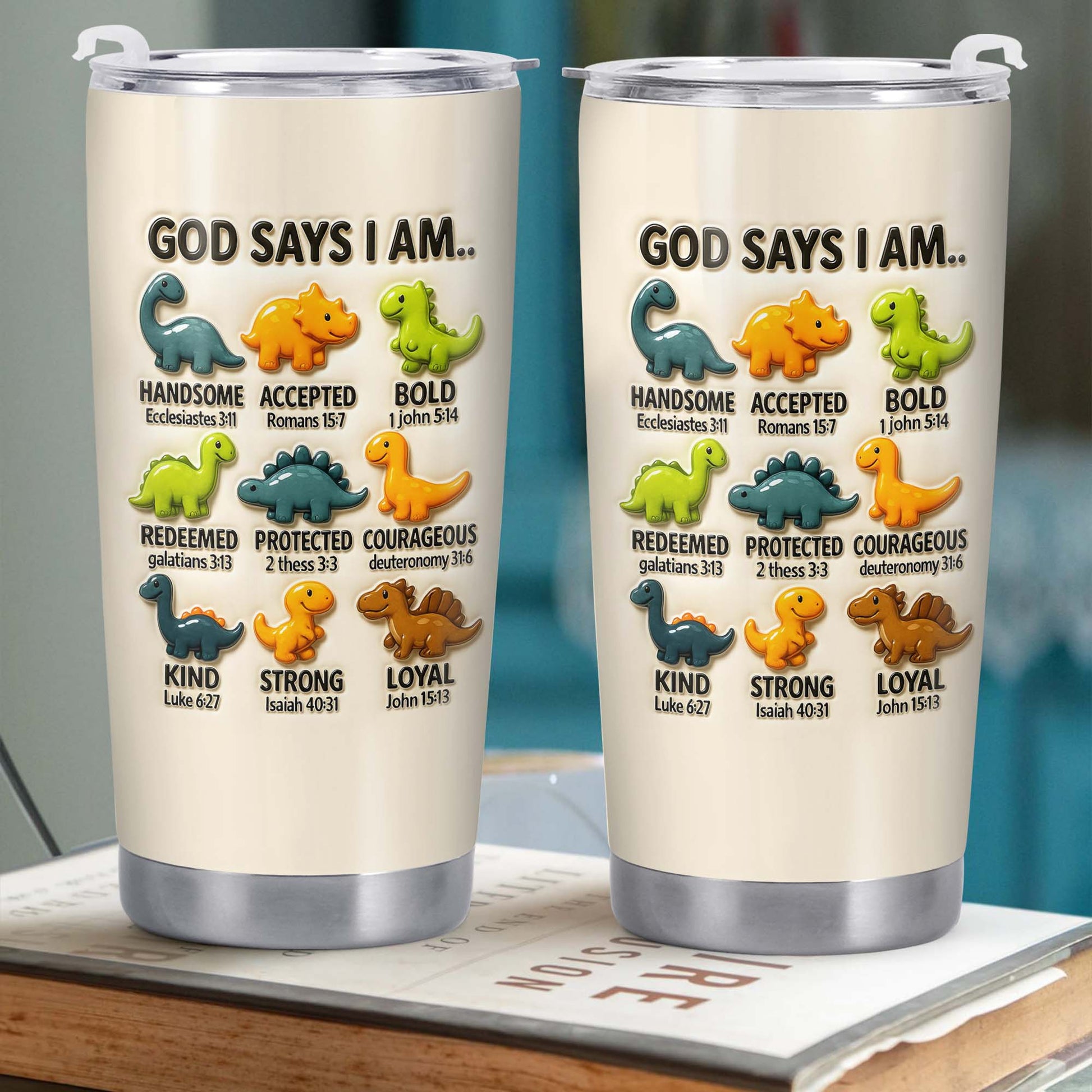 God Says I Am Handsome, Accepted, Bold, Dinosaurs and Bible Verses