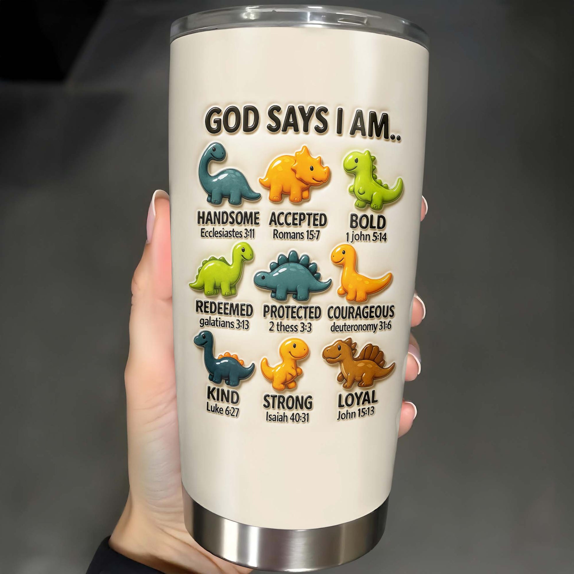God Says I Am Handsome, Accepted, Bold, Dinosaurs and Bible Verses