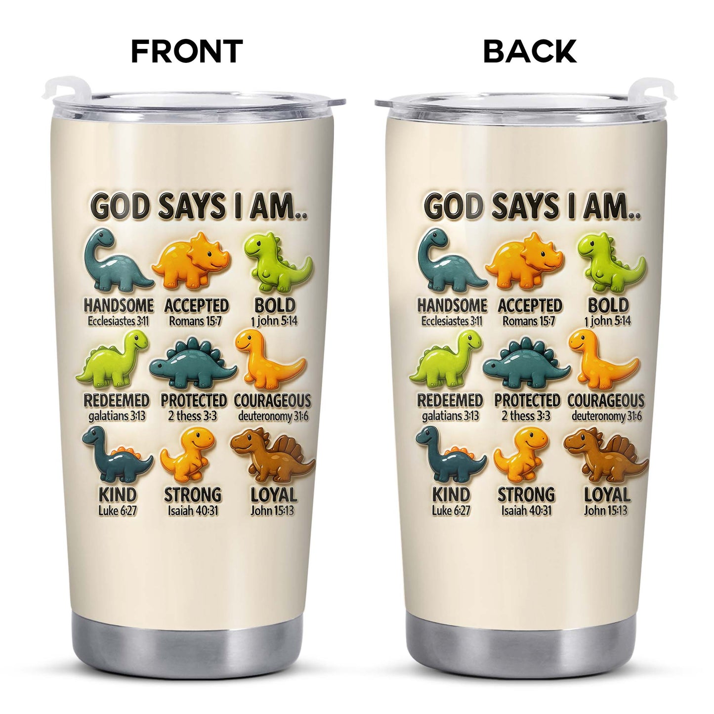 God Says I Am Handsome, Accepted, Bold, Dinosaurs and Bible Verses