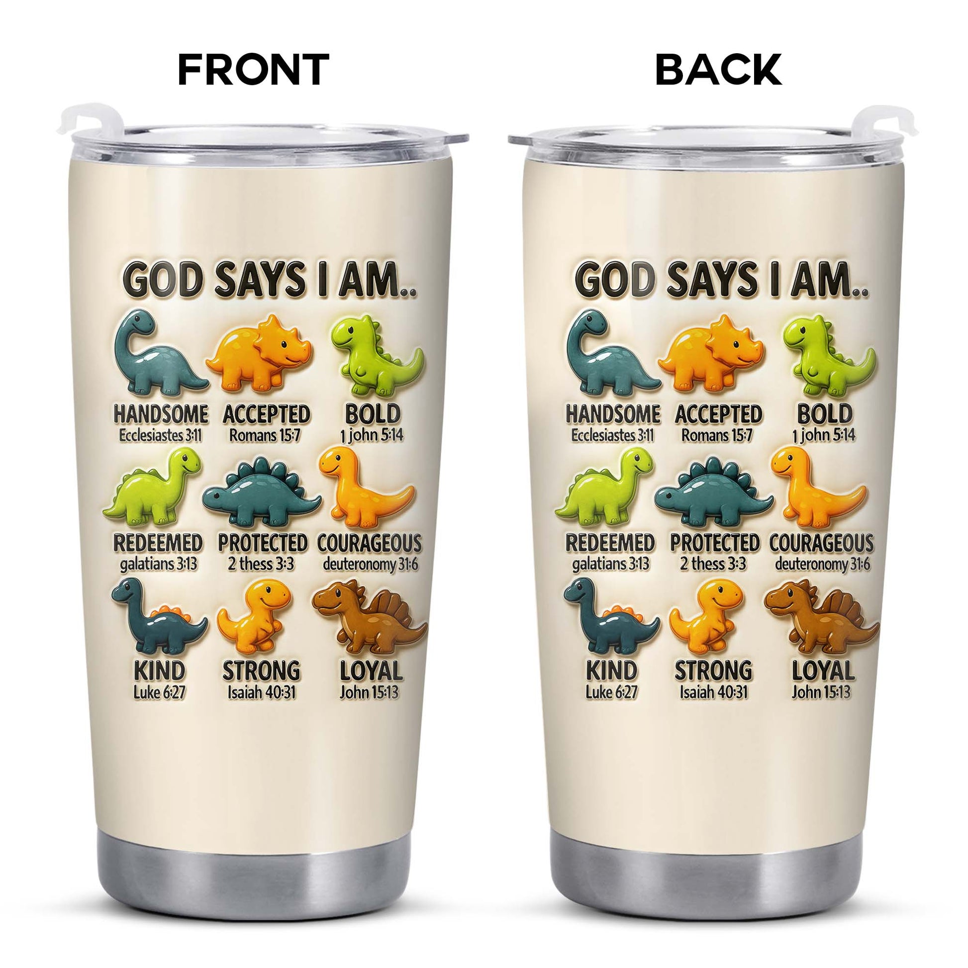 God Says I Am Handsome, Accepted, Bold, Dinosaurs and Bible Verses