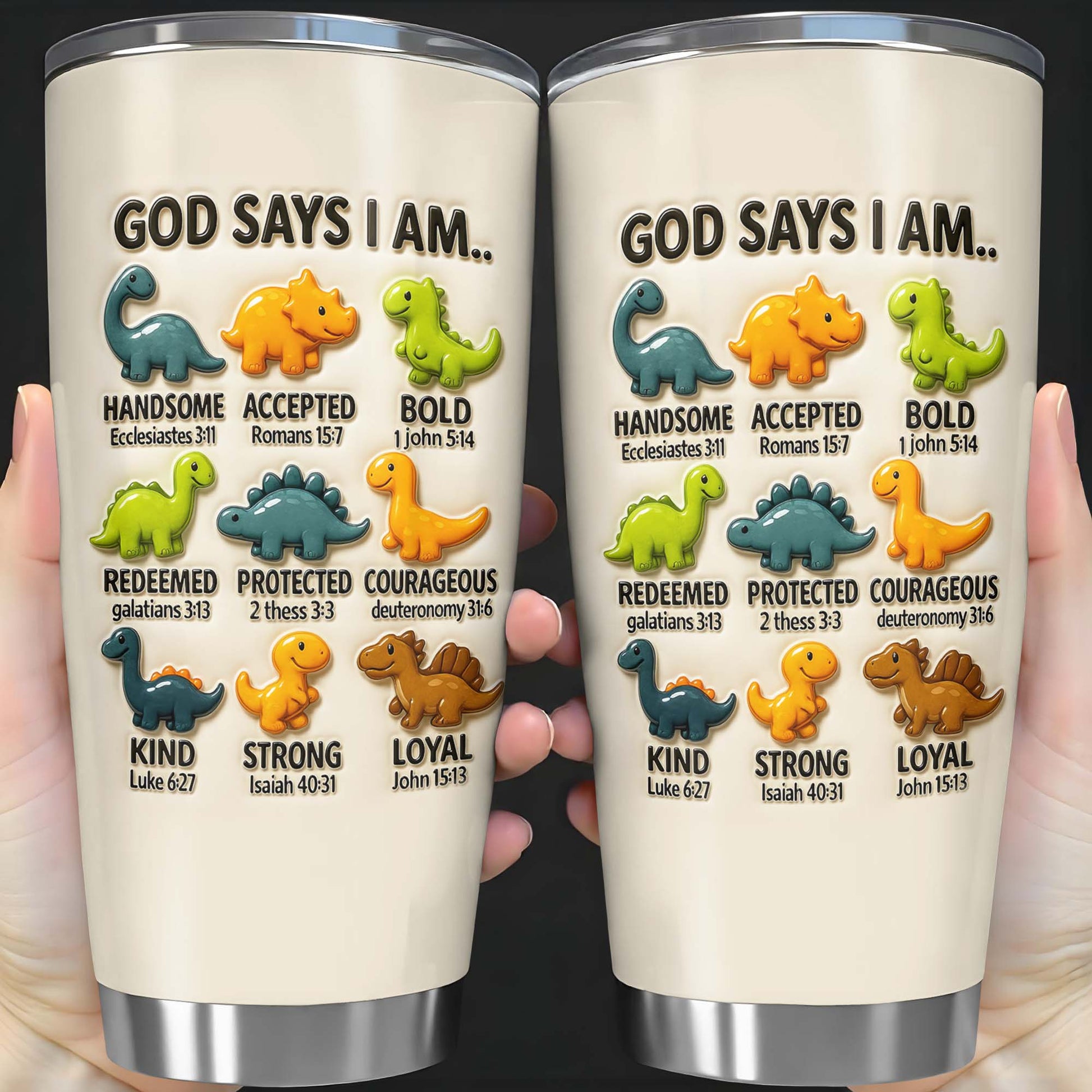 God Says I Am Handsome, Accepted, Bold, Dinosaurs and Bible Verses