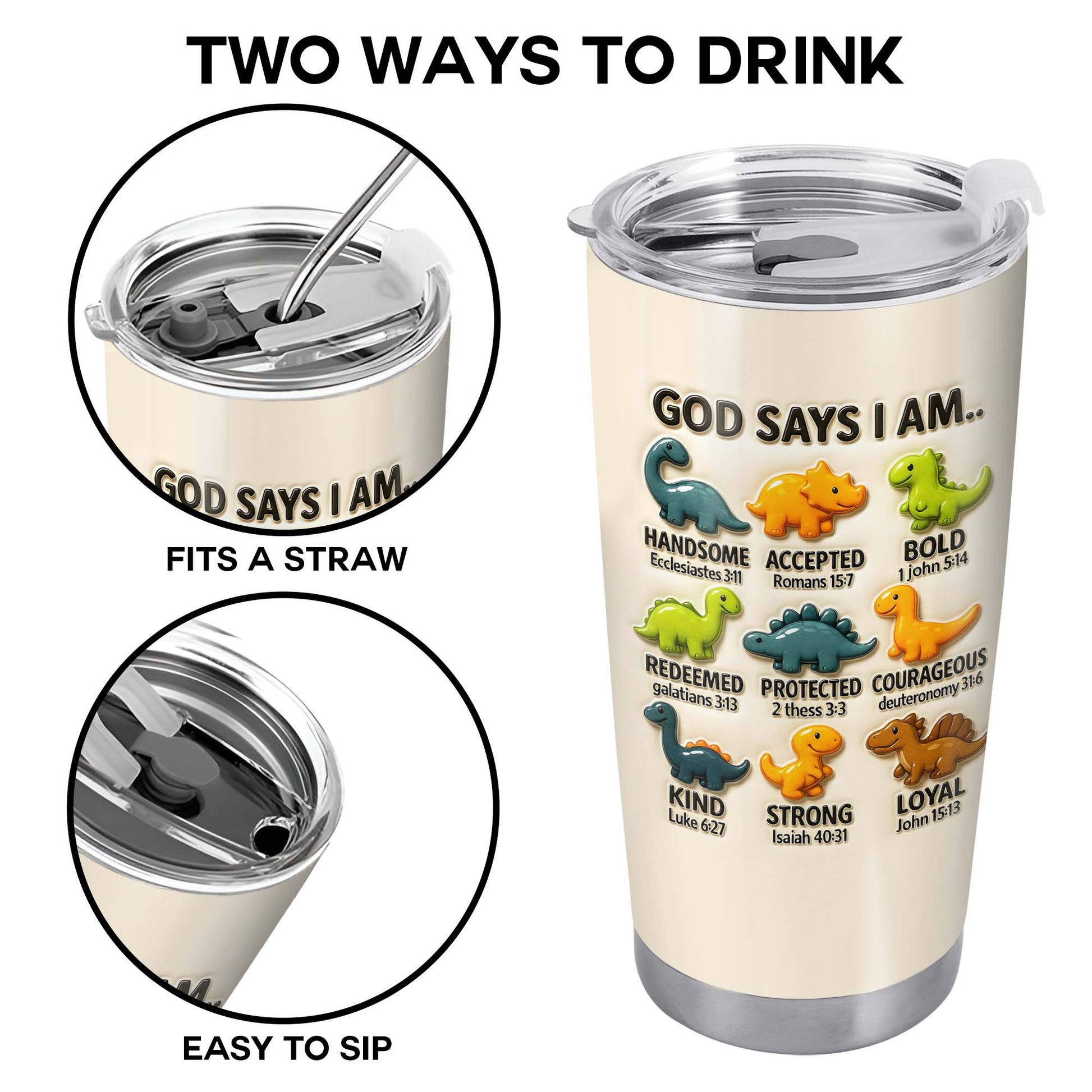 God Says I Am Handsome, Accepted, Bold, Dinosaurs and Bible Verses