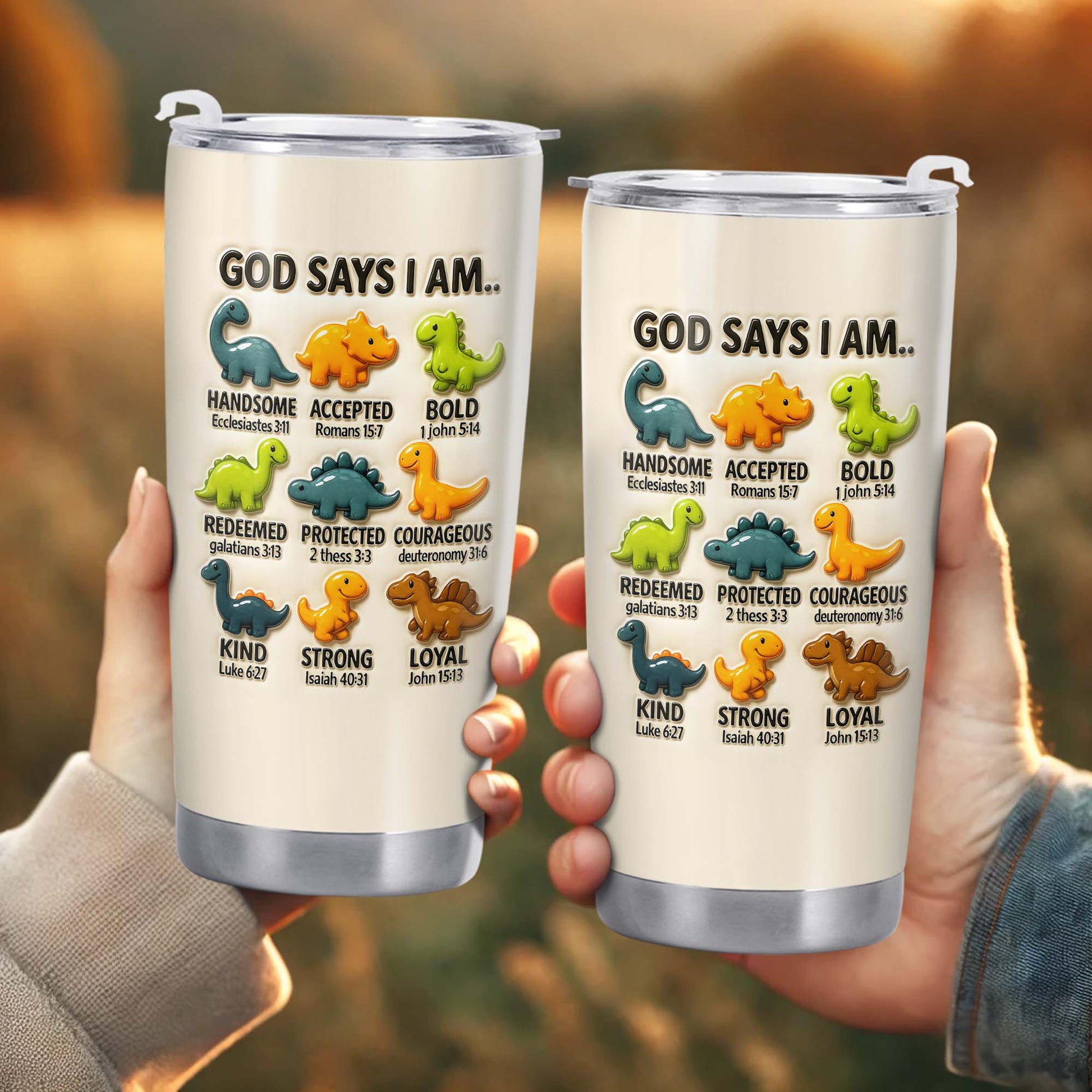 God Says I Am Handsome, Accepted, Bold, Dinosaurs and Bible Verses