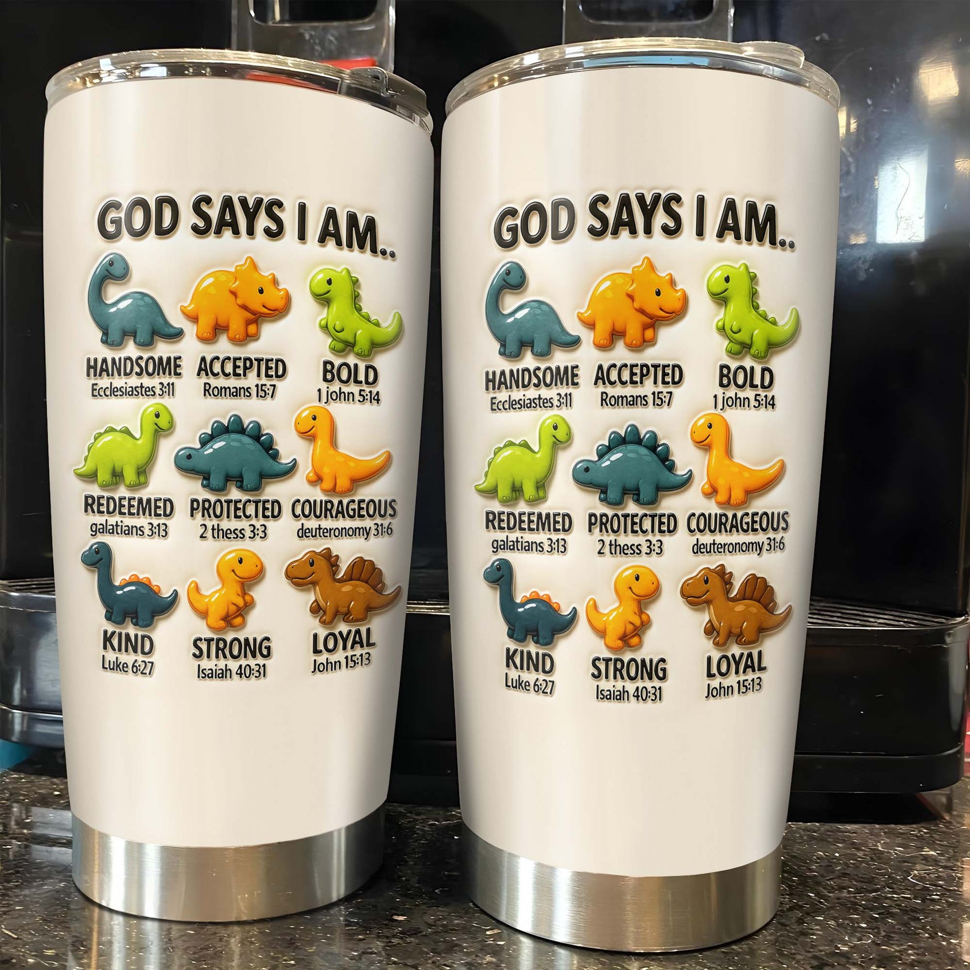 God Says I Am Handsome, Accepted, Bold, Dinosaurs and Bible Verses