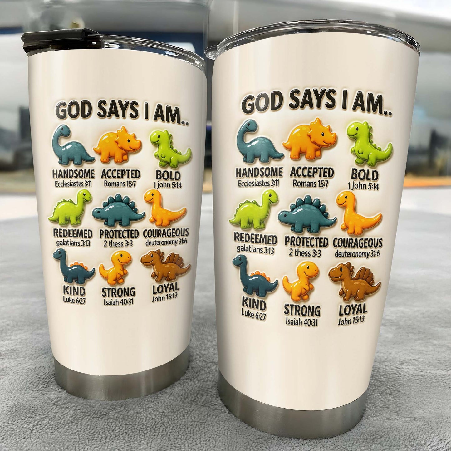 God Says I Am Handsome, Accepted, Bold, Dinosaurs and Bible Verses