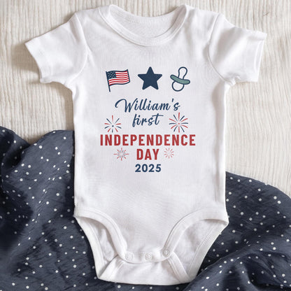 William's First Independence Day, American Flag And Fireworks