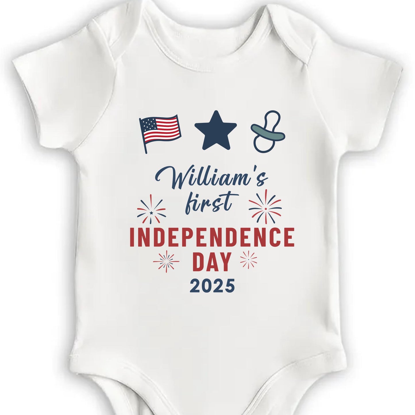William's First Independence Day, American Flag And Fireworks