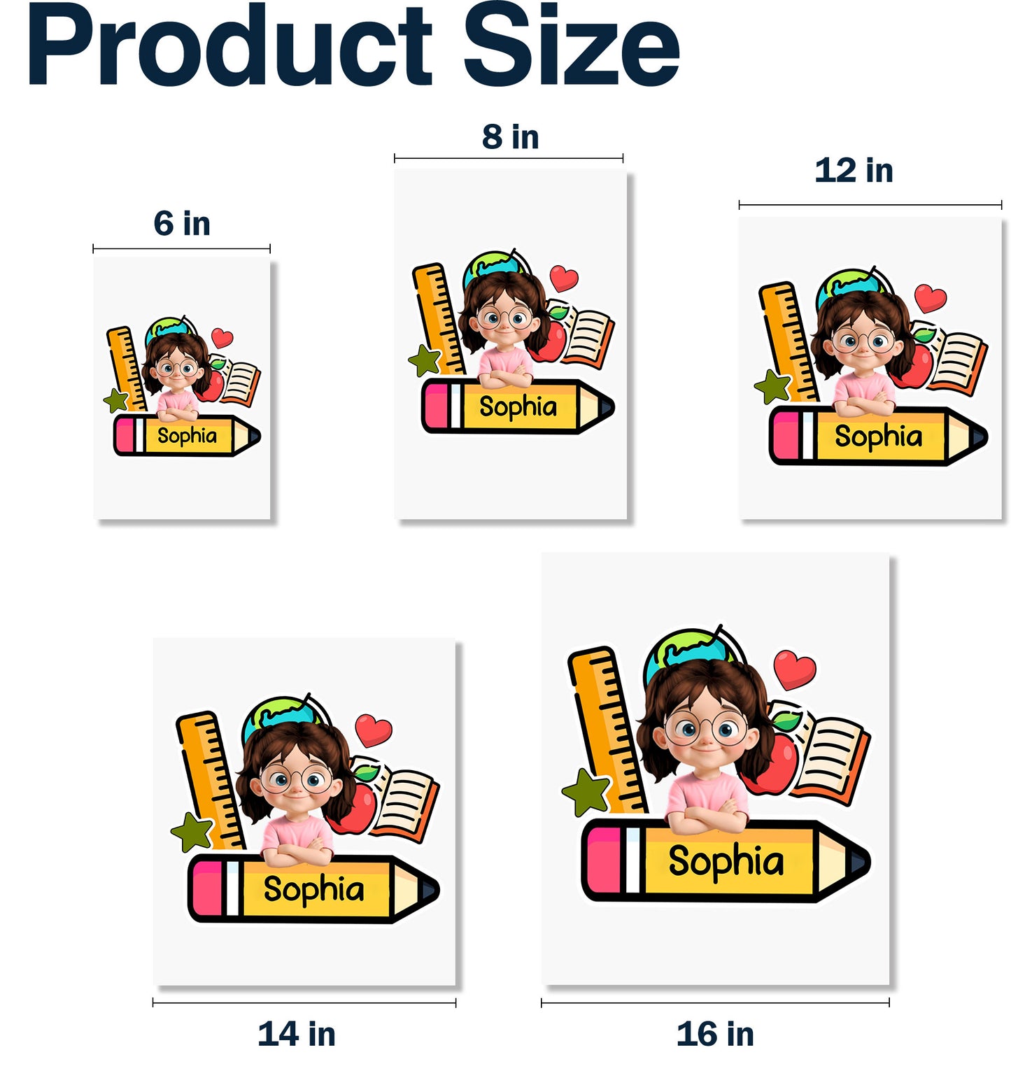 Customizable Decal With Young Student and School Essentials