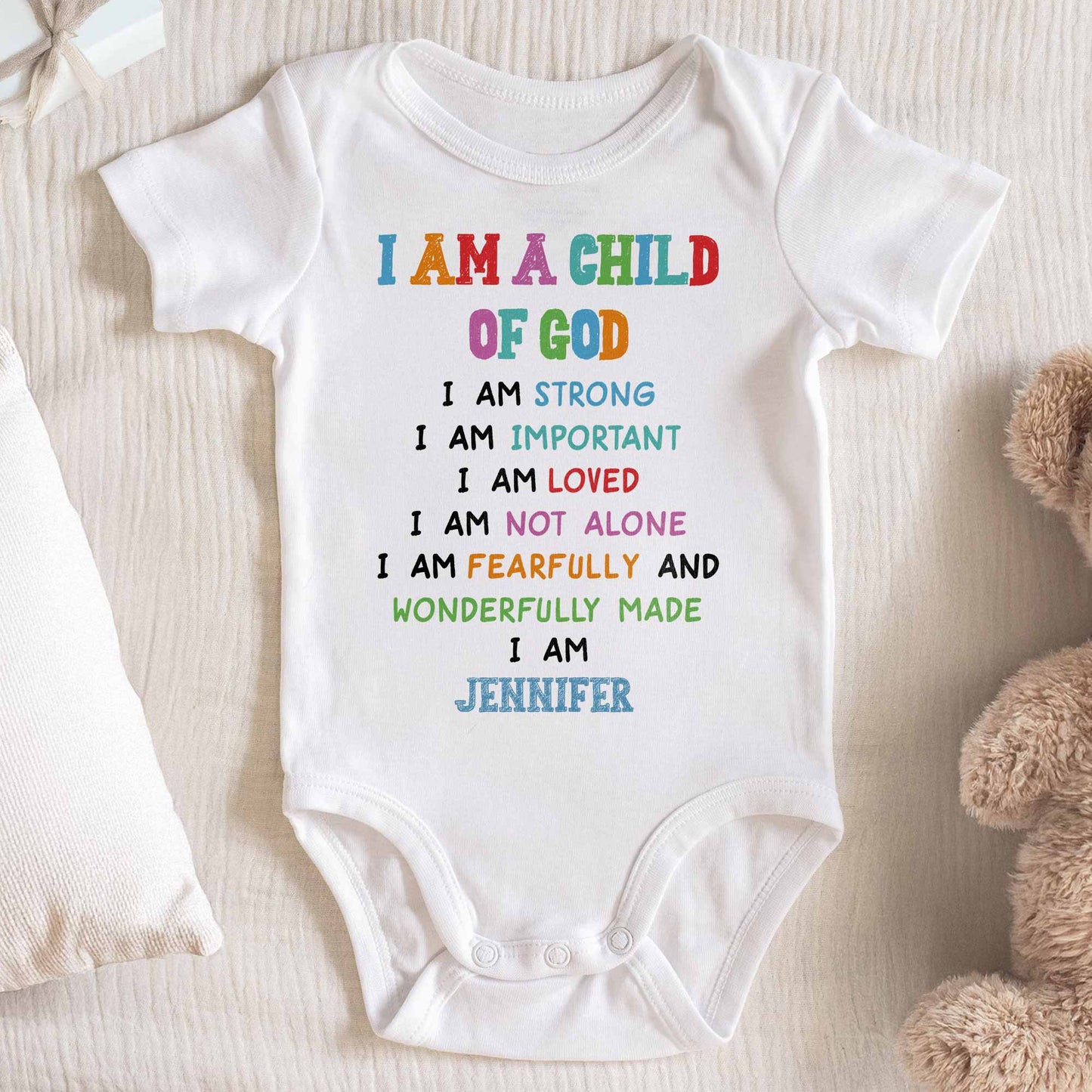 Je suis un enfant de Dieu, affirmations religieuses pour bébé - Body bébé personnalisé - KID091_ONES