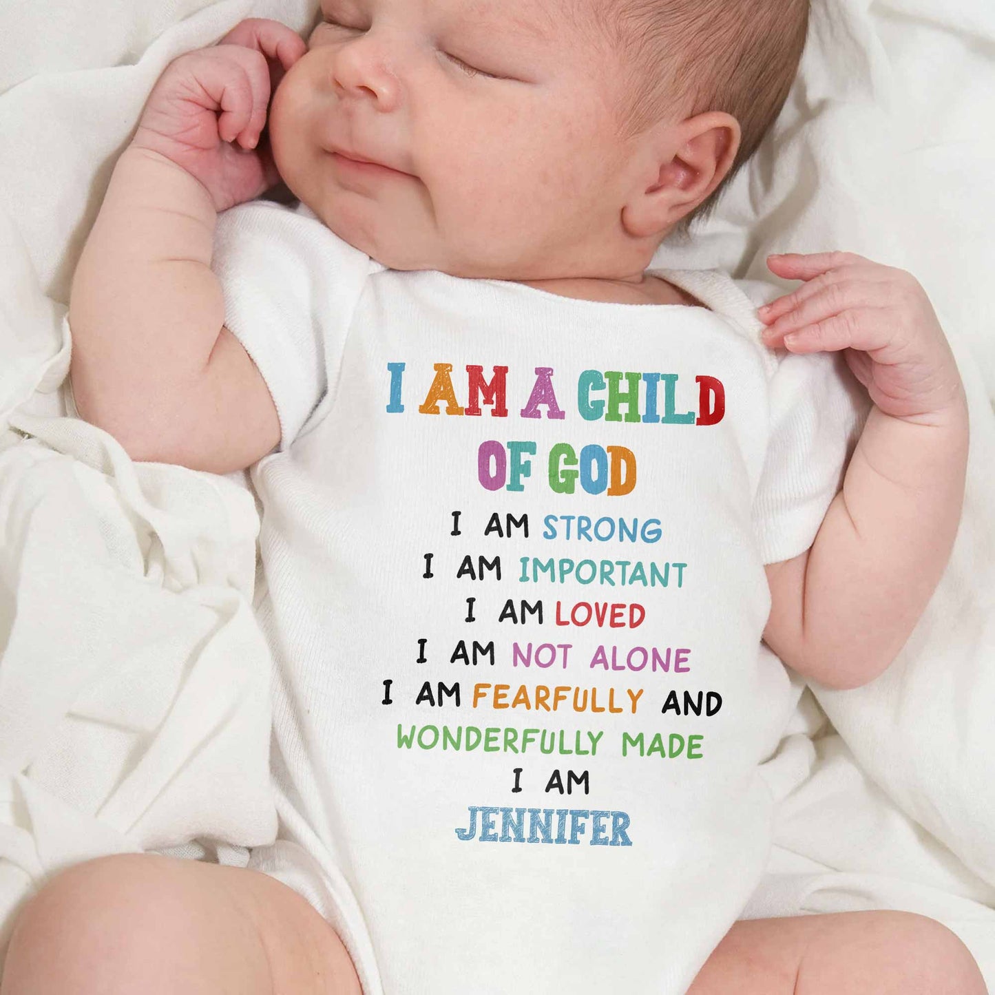 Je suis un enfant de Dieu, affirmations religieuses pour bébé - Body bébé personnalisé - KID091_ONES