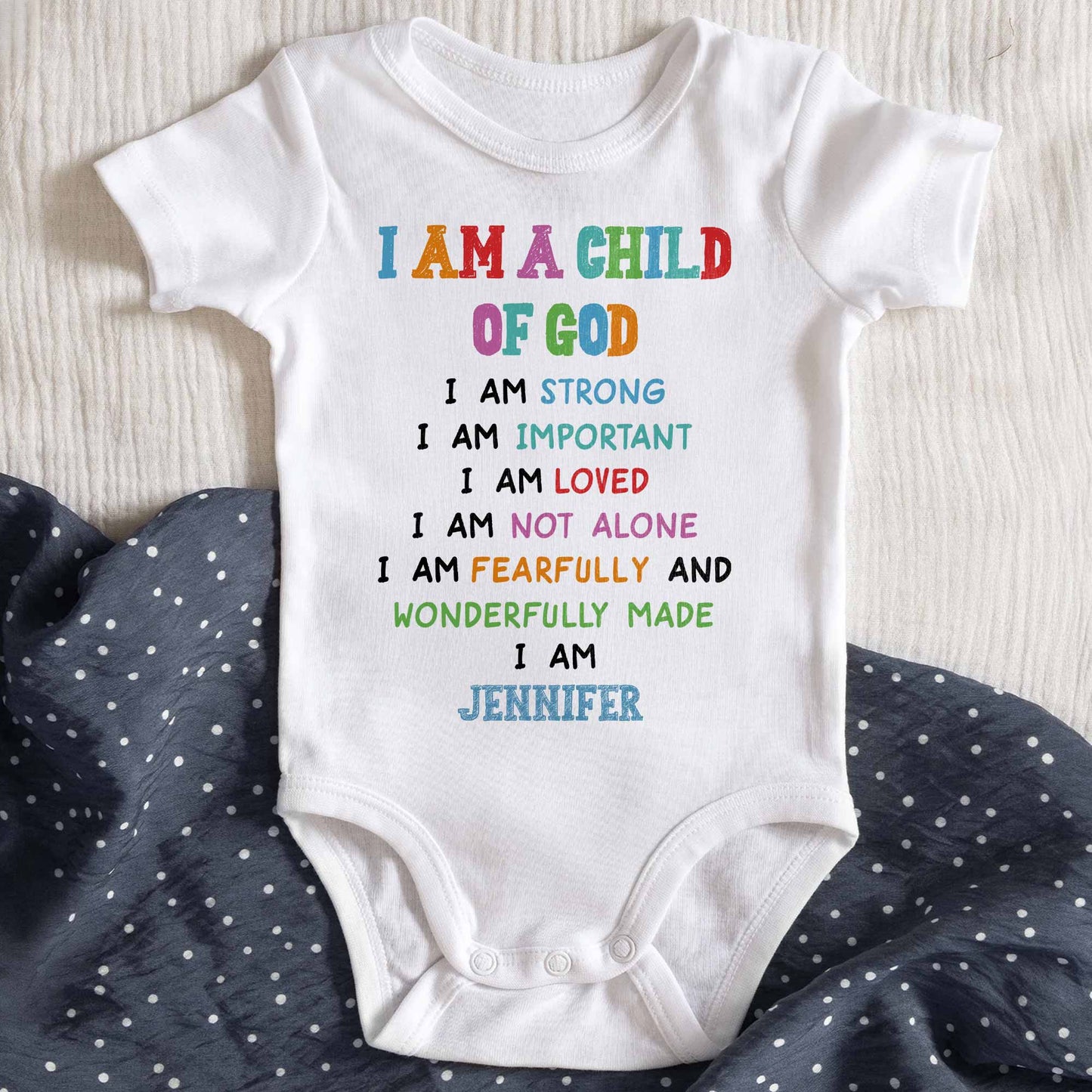 Je suis un enfant de Dieu, affirmations religieuses pour bébé - Body bébé personnalisé - KID091_ONES