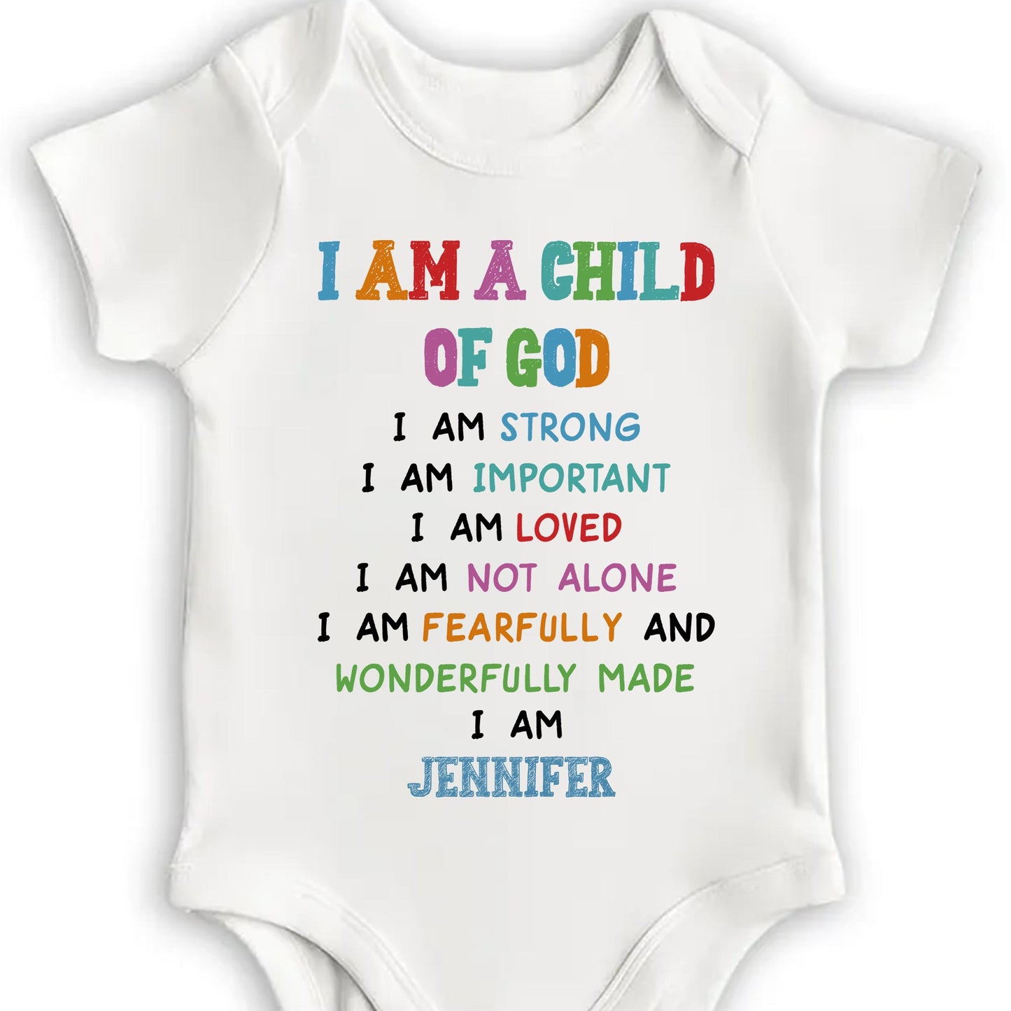 Je suis un enfant de Dieu, affirmations religieuses pour bébé - Body bébé personnalisé - KID091_ONES