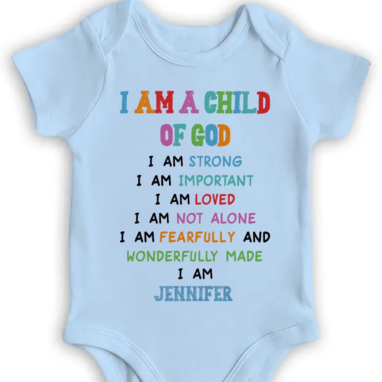 Je suis un enfant de Dieu, affirmations religieuses pour bébé - Body bébé personnalisé - KID091_ONES