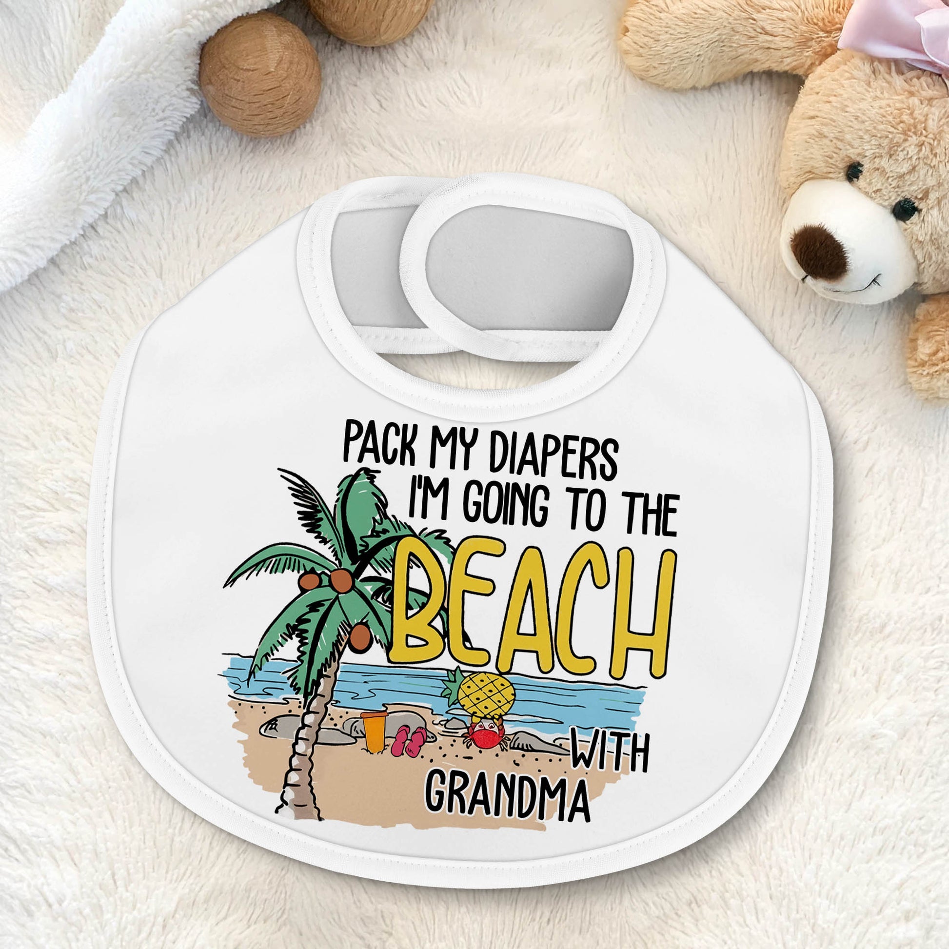 Pack My Diapers I'm Going to the Beach, Palm Tree and Suitcase