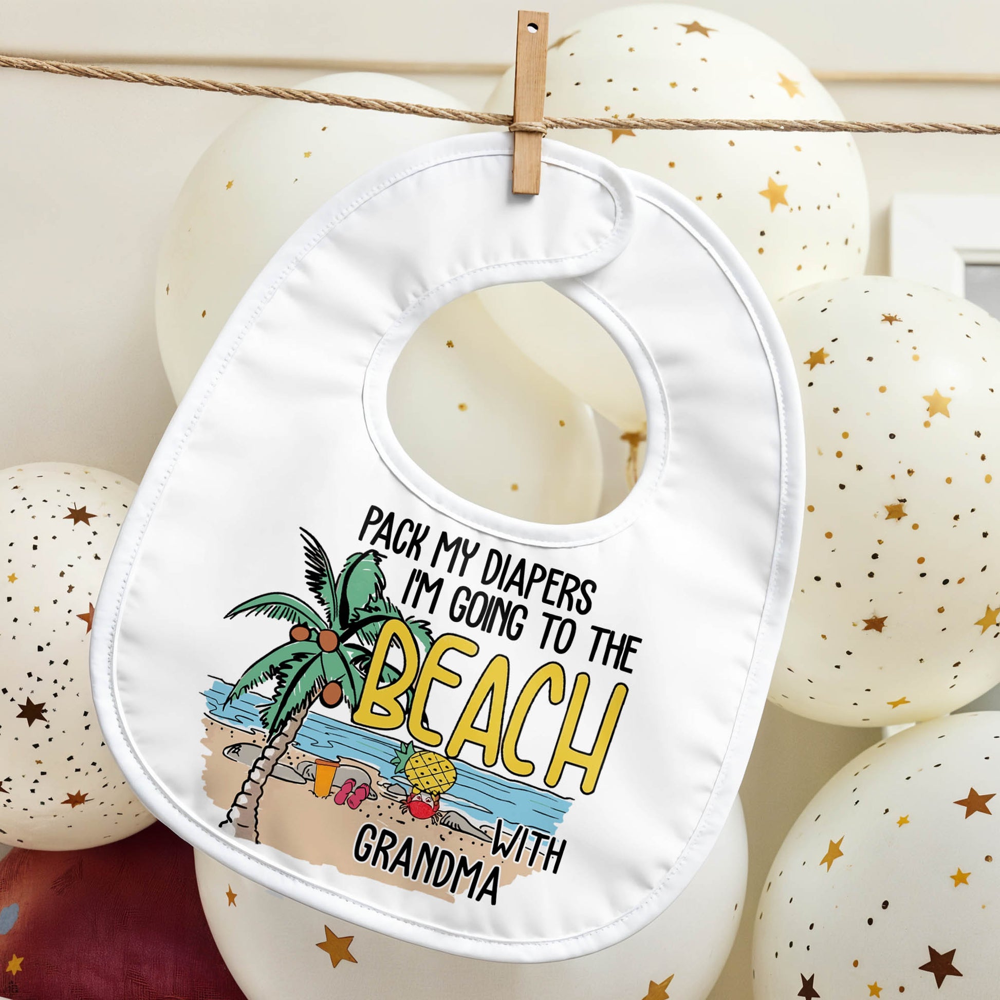 Pack My Diapers I'm Going to the Beach, Palm Tree and Suitcase