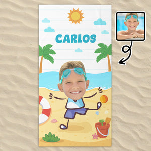 Personalized Towel Featuring Palm Trees And Beach Fun