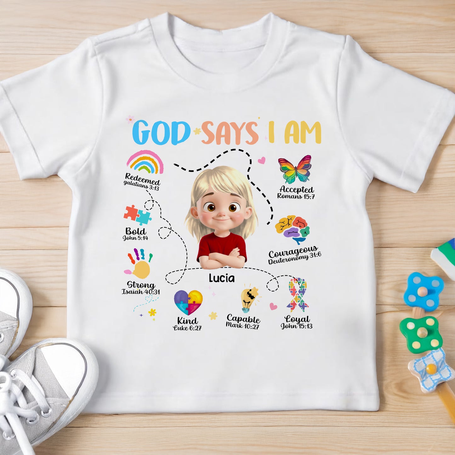 God Says I Am Redeemed, Accepted Shirt With Rainbow And Butterfly