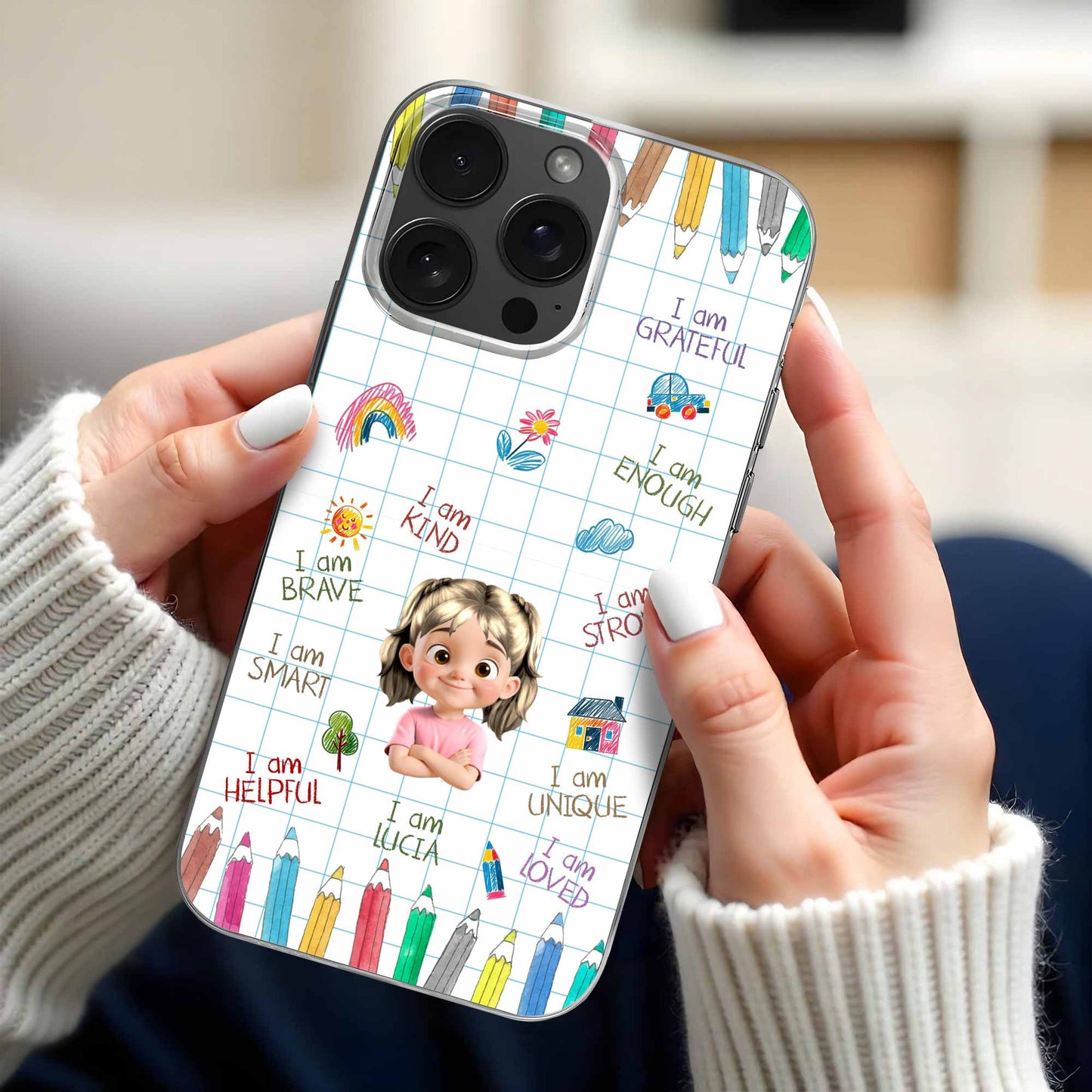 I Am Strong, I Am Loved, Pencils And Rainbow Phone Case