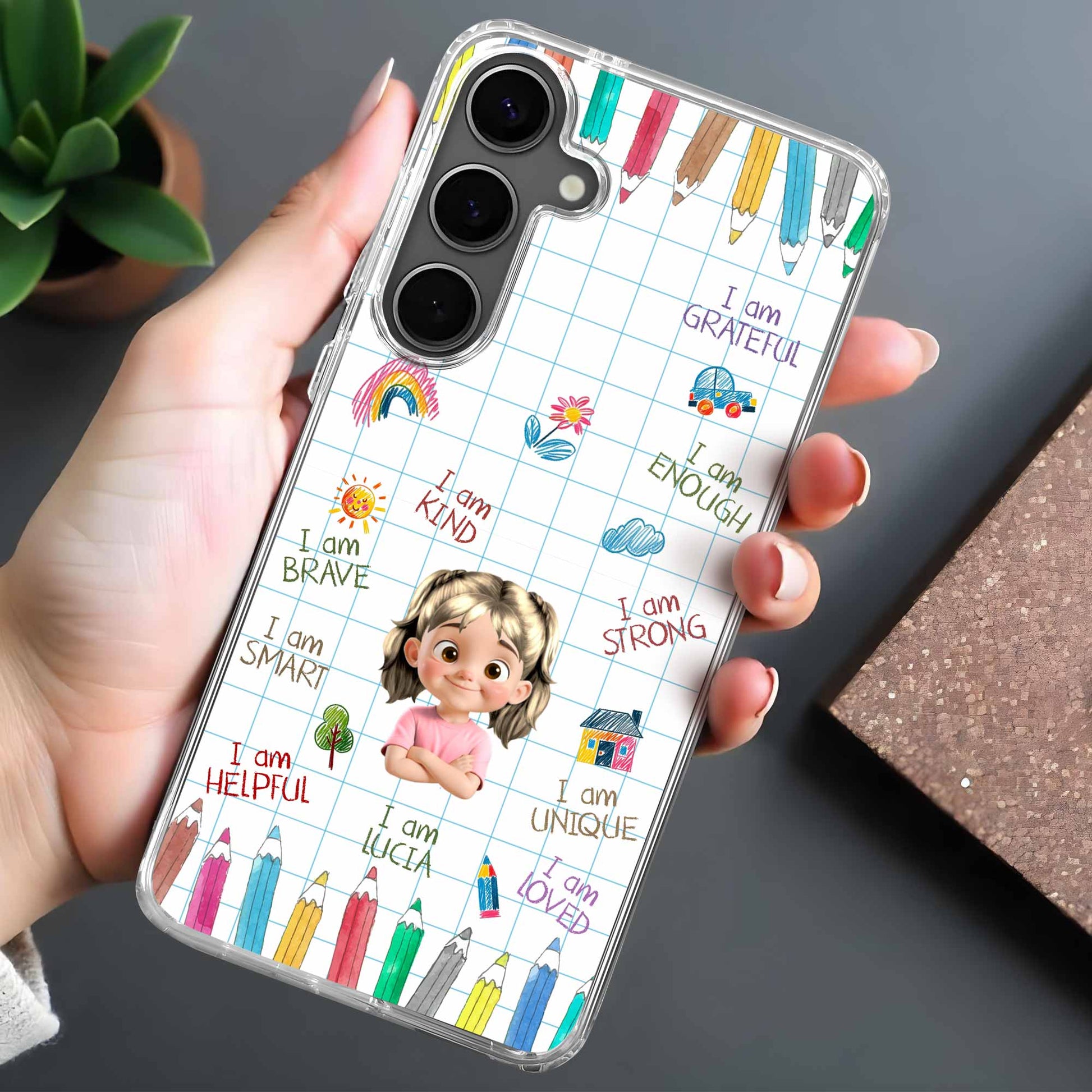 I Am Strong, I Am Loved, Pencils And Rainbow Phone Case