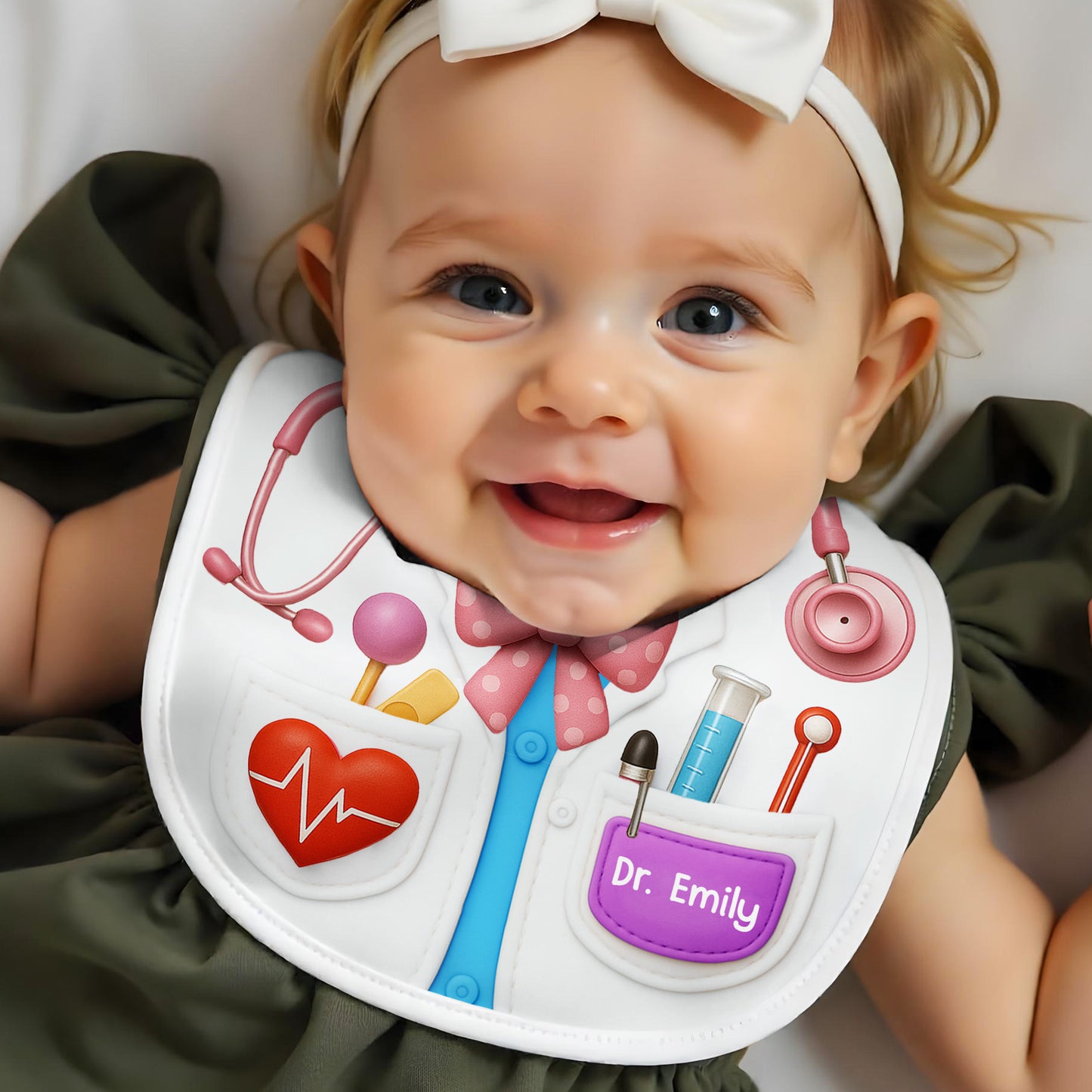Customizable Doctor Themed Baby Bib - Personalized Baby Bib - KID121_BBB