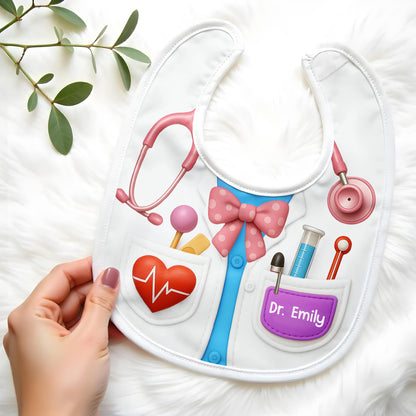 Customizable Doctor Themed Baby Bib - Personalized Baby Bib - KID121_BBB