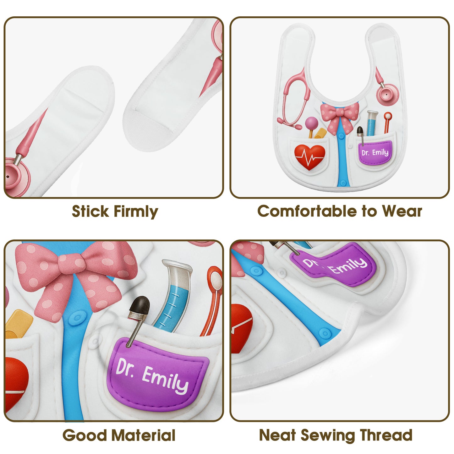Customizable Doctor Themed Baby Bib - Personalized Baby Bib - KID121_BBB