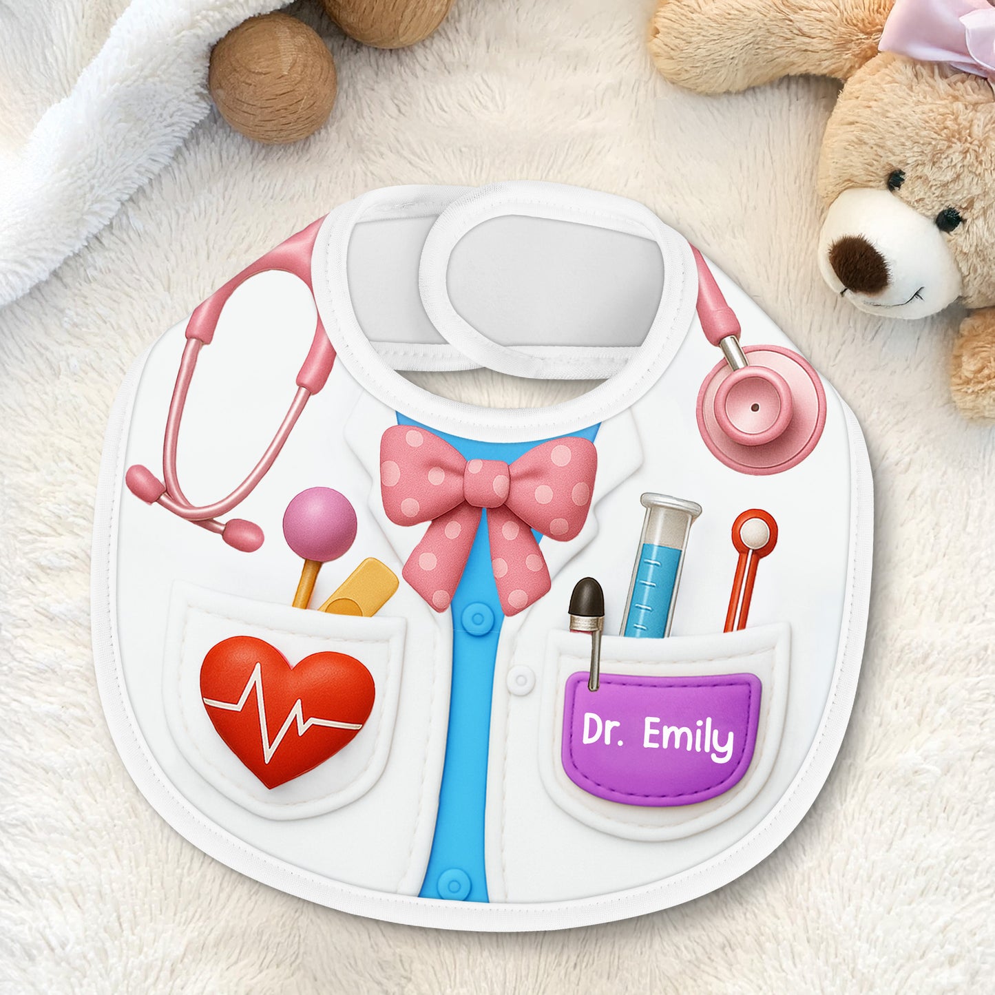 Customizable Doctor Themed Baby Bib - Personalized Baby Bib - KID121_BBB