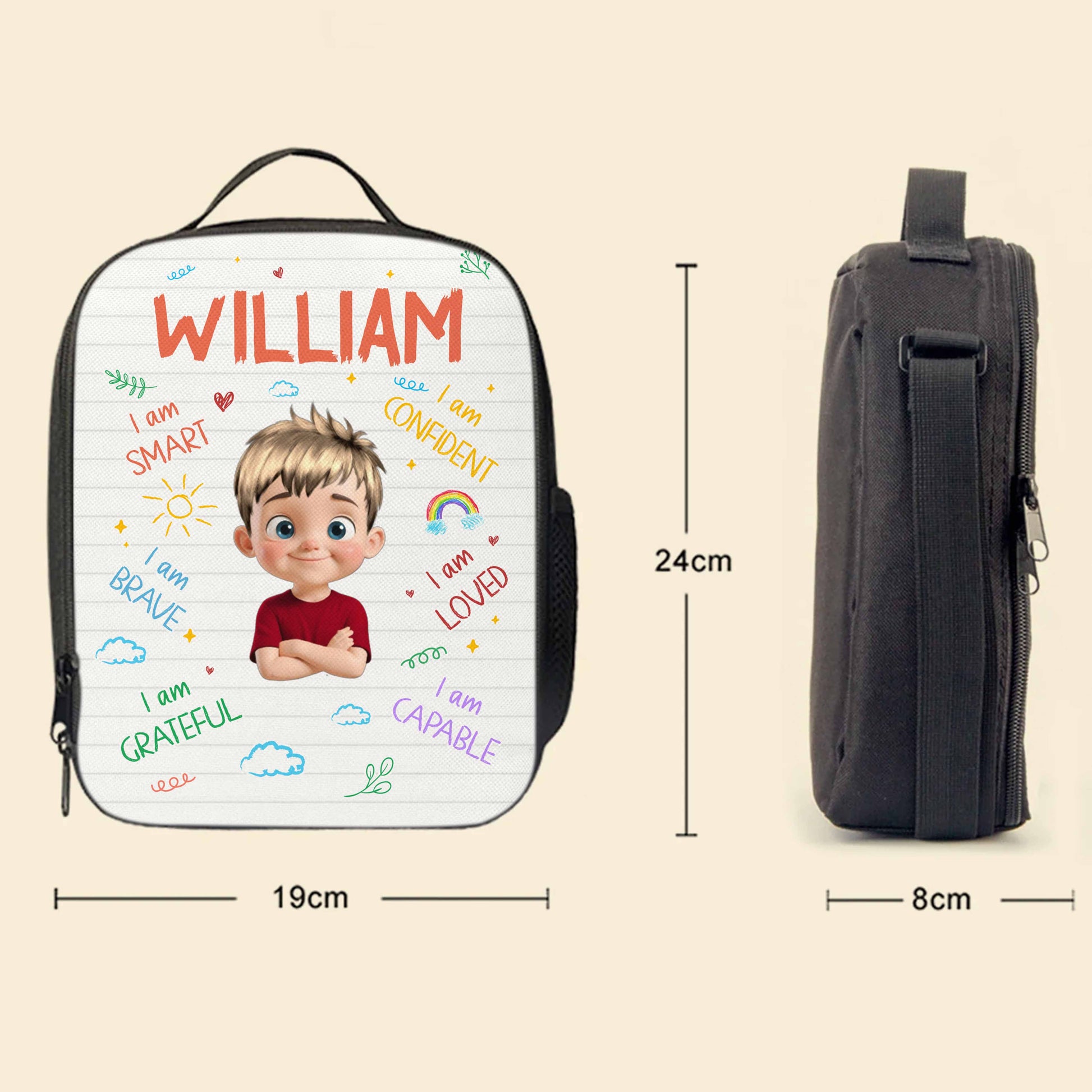 I Am Smart, I Am Brave, I Am Loved, Inspiring Lunch Bag