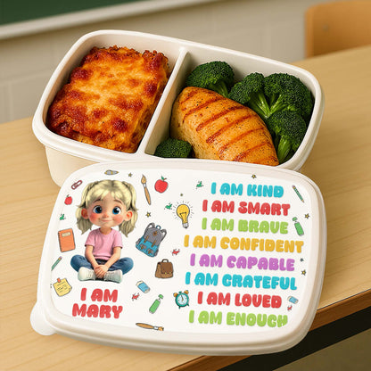 Je suis gentil, intelligent, courageux, aimé, fournitures scolaires - Boîte à lunch personnalisée pour enfant - KID125_PLUBO