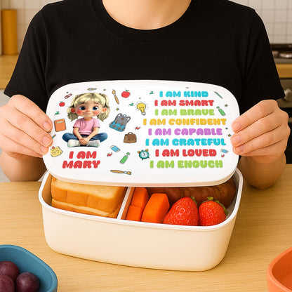 Je suis gentil, intelligent, courageux, aimé, fournitures scolaires - Boîte à lunch personnalisée pour enfant - KID125_PLUBO