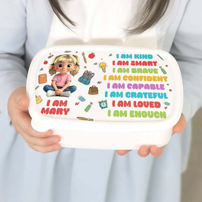 Je suis gentil, intelligent, courageux, aimé, fournitures scolaires - Boîte à lunch personnalisée pour enfant - KID125_PLUBO