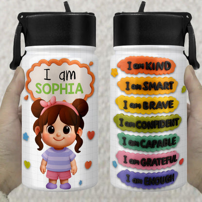 I Am Kind, Smart, Brave Affirmations Water Bottle