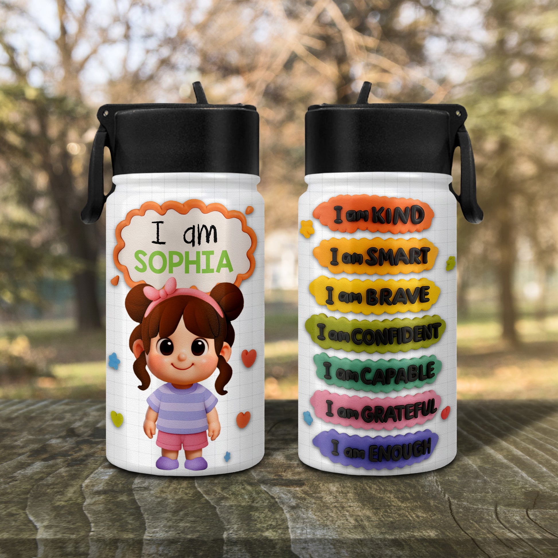 I Am Kind, Smart, Brave Affirmations Water Bottle