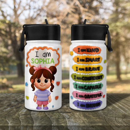 I Am Kind, Smart, Brave Affirmations Water Bottle