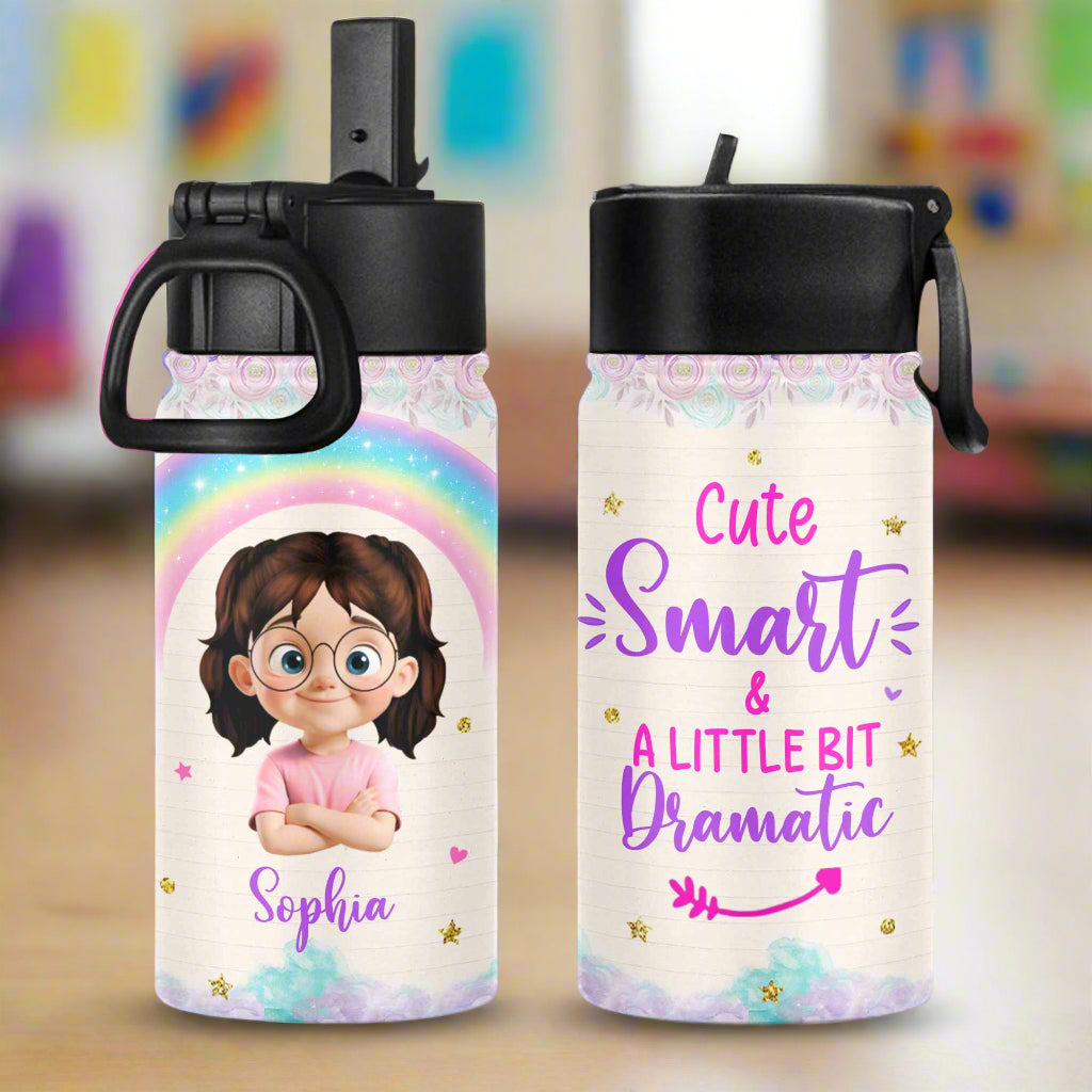 Bouteille d'eau mignonne, élégante et un peu spectaculaire - Bouteille d'eau personnalisée pour enfants avec couvercle à paille - KID128_KIBS