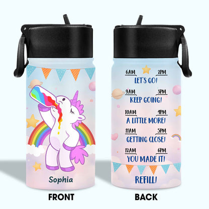 Let's Go Keep Going Motivational Unicorn Water Bottle