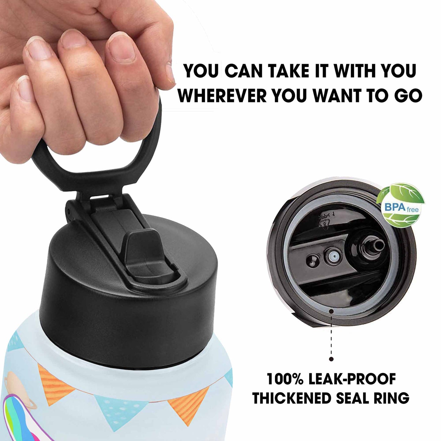 Let's Go Keep Going Motivational Unicorn Water Bottle