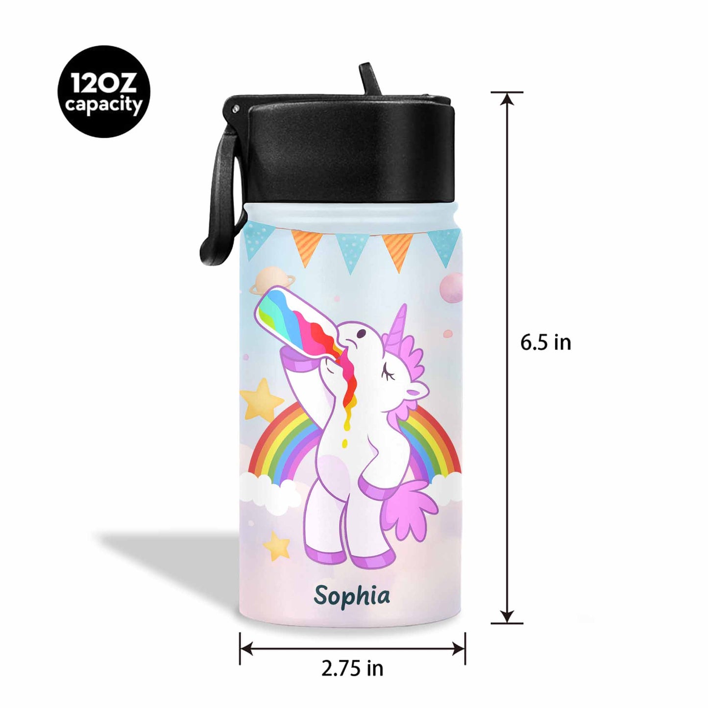 Let's Go Keep Going Motivational Unicorn Water Bottle