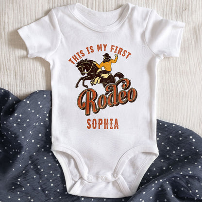 This Is My First Rodeo Cowboy Horse Baby Onesie